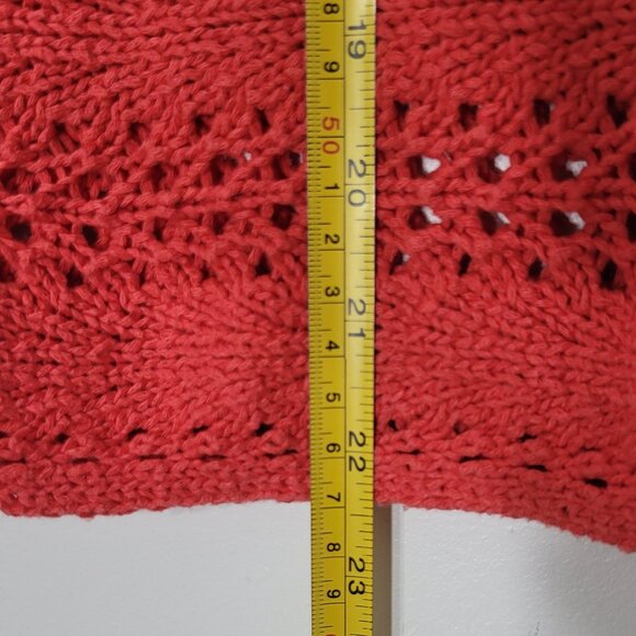Aeropostale Red Orange Cotton Blend Short Sleeve Crochet Knit Crop Top Medium - Picture 7 of 10